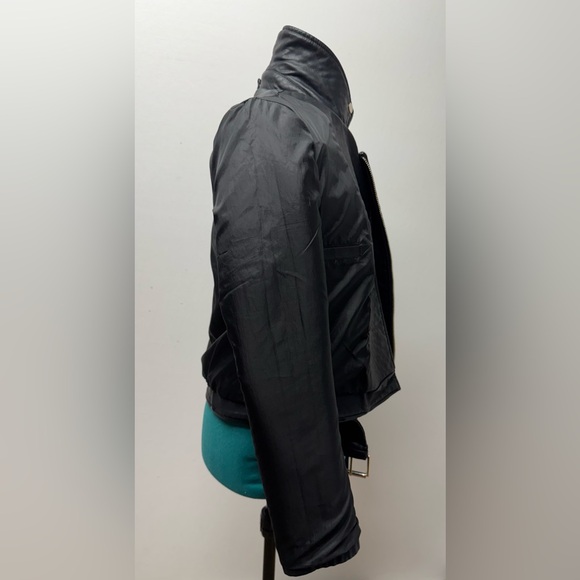 French Connection Vegan Leather Moto Jacket Black/Gold Size 2 - Picture 16 of 16